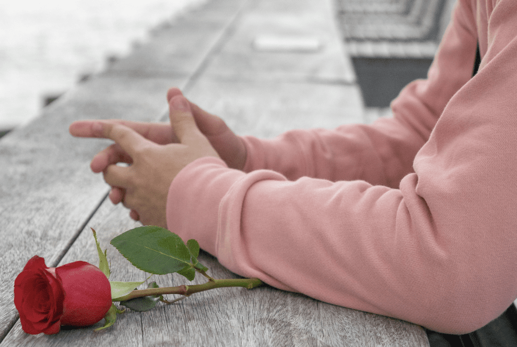 single man with rose, love